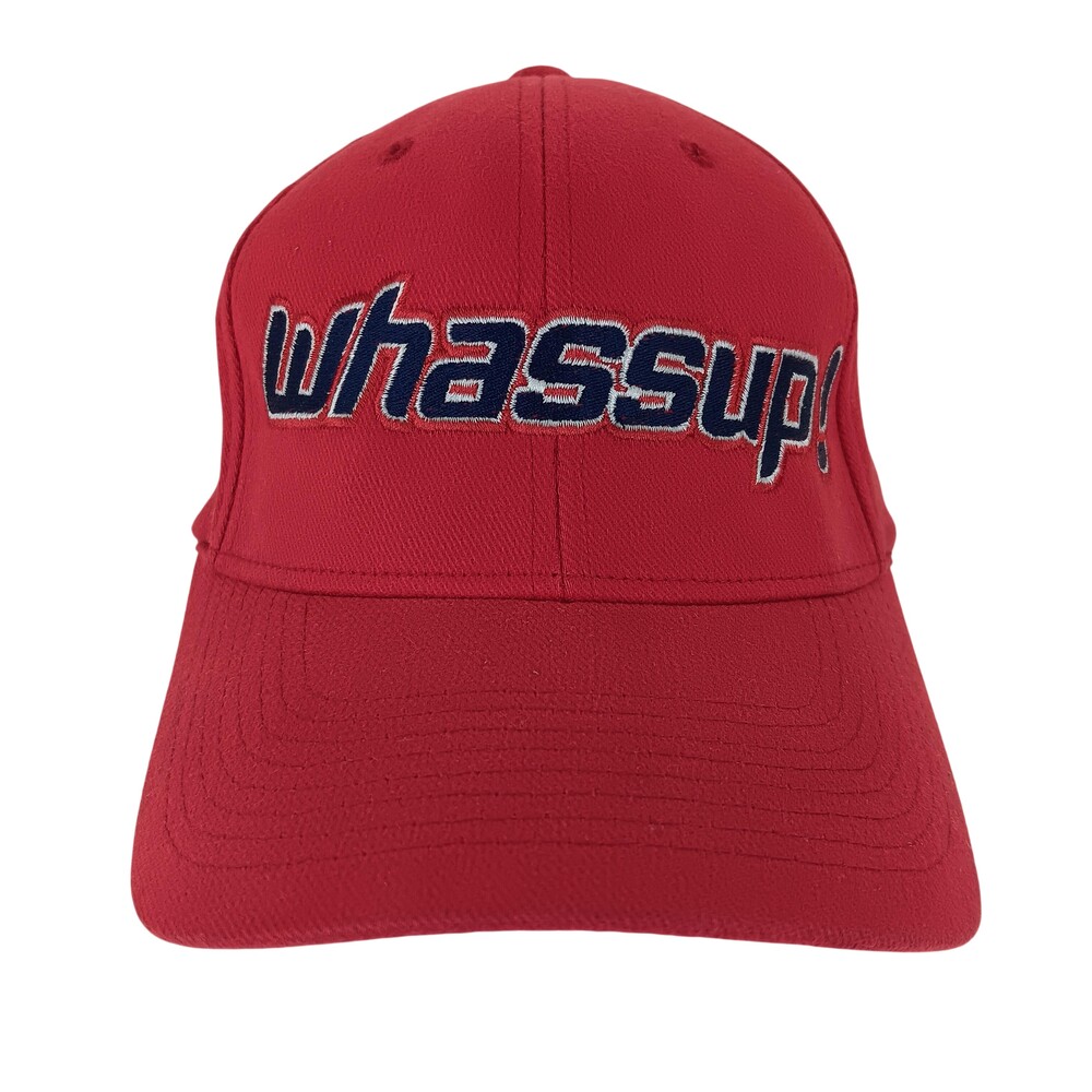 VINTAGE Budweiser Hat Cap Fitted Mens Small Medium Whassup Beer Embroidered 00s